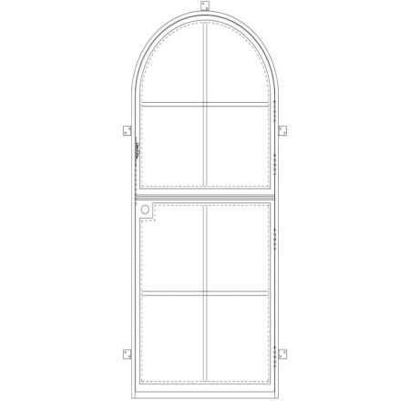 Pinkys Iron Doors Air 5 Dutch Single Full Arch 30" x 92" Left Hand Outswing Door with Low-E Glass, Black Hinges and 6"Jamb Black
