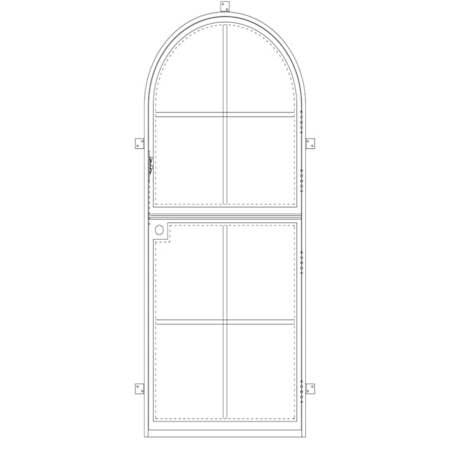 Pinkys Iron Doors Air 5 Dutch Single Full Arch 38" x 96" Left Hand Inswing Door with Low-E Glass, Black Hinges and 6"Jamb Black