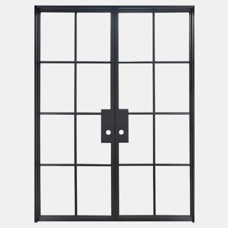 Pinkys Iron Doors Air 5 Interior Double Flat 62" x 86" Right Hand Outswing Door with Clear - Single Pane Glass, Black Hinges and 2" Jamb Black