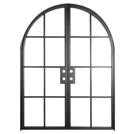 Pinkys Iron Doors Air 5 Interior Double Full Arch 74" x 92" Left Hand Outswing Door with Clear - Single Pane Glass, Black Hinges and 2" Jamb Black