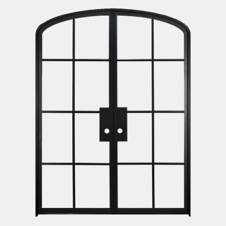 Pinkys Iron Doors Air 5 Interior Double Mini Arch 74" x 81" Left Hand Outswing Door with Clear - Single Pane Glass, Black Hinges and 2" Jamb Black