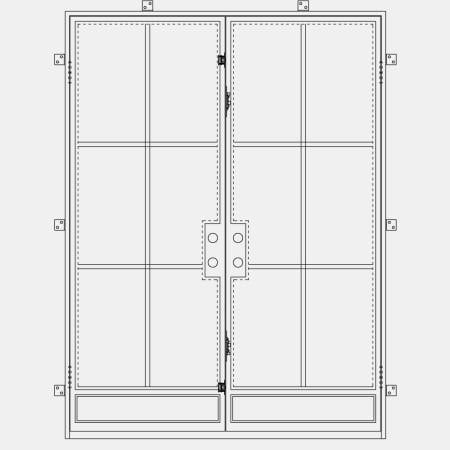 Pinkys Iron Doors Air 7 Double Flat 72" x 79" Left Hand Outswing Door with Low-E Glass, Black Hinges and 6"Jamb Black