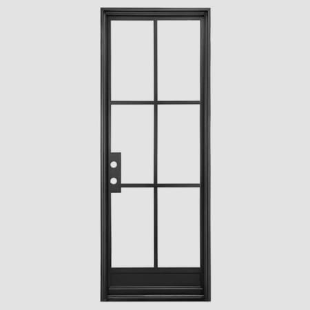 Pinkys Iron Doors Air 7 Single Flat 38" x 94" Right Hand Outswing Door with Low-E Glass, Black Hinges and 6"Jamb Black