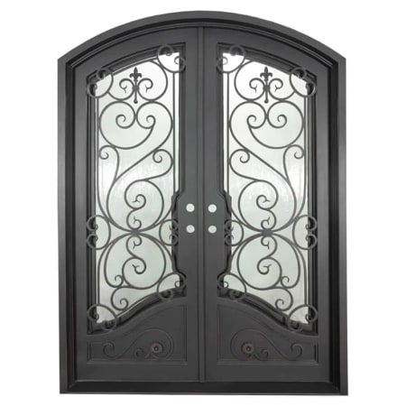 Pinkys Iron Doors Beverly Thermally Broken Double Arch 72" x 96" Left Hand Inswing Door with Low-E Glass, Black Hinges and 6"Jamb Black