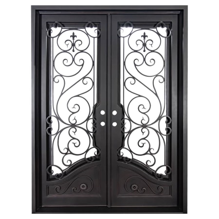 Pinkys Iron Doors Beverly Double Flat 72" x 90" Left Hand Inswing Door with Low-E Glass, Black Hinges and 6"Jamb Black