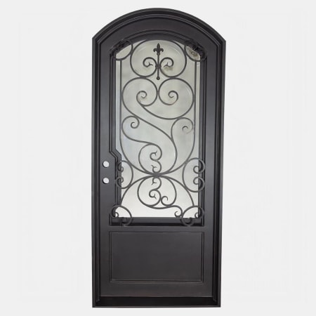 Pinkys Iron Doors Beverly Thermally Broken Single Arch 30" x 81" Right Hand Inswing Door with Low-E Glass, Black Hinges and 6"Jamb Black