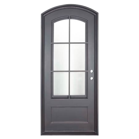Pinkys Iron Doors Bristol Thermally Broken Single Arch 36" x 81" Right Hand Outswing Door with Low-E Glass, Black Hinges and 6"Jamb Black