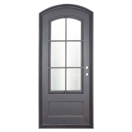 Pinkys Iron Doors Bristol Single Arch 36" x 92" Left Hand Outswing Door with Low-E Glass, Black Hinges and 6"Jamb Black