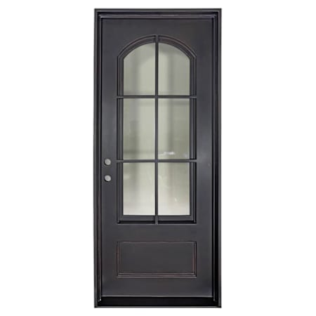 Pinkys Iron Doors Bristol Single Flat 40" x 84" Left Hand Outswing Door with Low-E Glass, Black Hinges and 6"Jamb Black