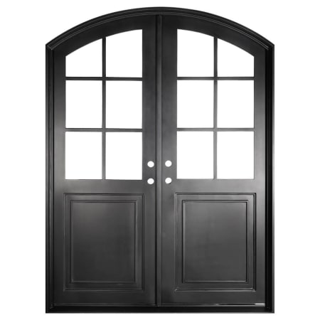 Pinkys Iron Doors Getty Double Arch 68" x 96" Left Hand Inswing Door with Low-E Glass, Black Hinges and 6"Jamb Black