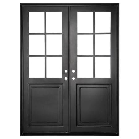 Pinkys Iron Doors Getty Double Flat 62" x 92" Left Hand Inswing Door with Low-E Glass, Black Hinges and 6"Jamb Black