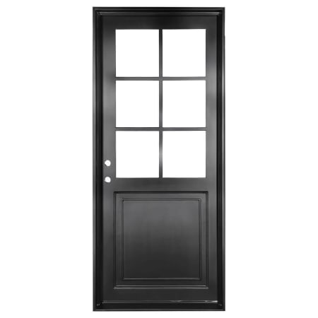 Pinkys Iron Doors Getty Single Flat 28" x 90" Right Hand Outswing Door with Low-E Glass, Black Hinges and 6"Jamb Black