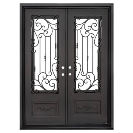 Pinkys Iron Doors Golden Gate Double Flat 61" x 86" Left Hand Inswing Door with Low-E Glass, Black Hinges and 6"Jamb Black