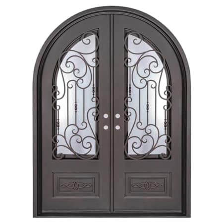 Pinkys Iron Doors Golden Gate Double Full Arch 62" x 96" Right Hand Outswing Door with Low-E Glass, Black Hinges and 6"Jamb Black