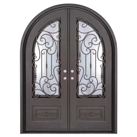 Pinkys Iron Doors Golden Gate Thermally Broken Double Full Arch 72" x 94" Right Hand Outswing Door with Low-E Glass, Black Hinges and 6"Jamb Black