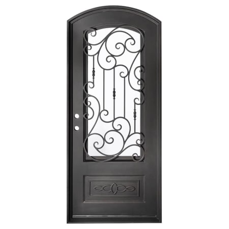 Pinkys Iron Doors Golden Gate Thermally Broken Single Arch 40" x 88" Right Hand Outswing Door with Low-E Glass, Black Hinges and 6"Jamb Black