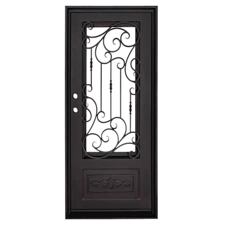Pinkys Iron Doors Golden Gate Thermally Broken Single Flat 38" x 96" Right Hand Inswing Door with Low-E Glass, Black Hinges and 6"Jamb Black