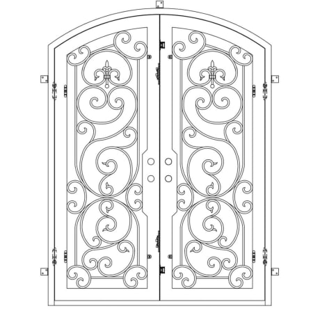 Pinkys Iron Doors Hills Double Arch 72" x 84" Right Hand Outswing Door with Low-E Glass, Black Hinges and 6"Jamb Black