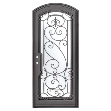 Pinkys Iron Doors Hills Thermally Broken Single Arch 36" x 94" Left Hand Outswing Door with Low-E Glass, Black Hinges and 6"Jamb Black