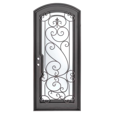 Pinkys Iron Doors Hills Thermally Broken Single Arch 38" x 84" Right Hand Inswing Door with Low-E Glass, Black Hinges and 6"Jamb Black