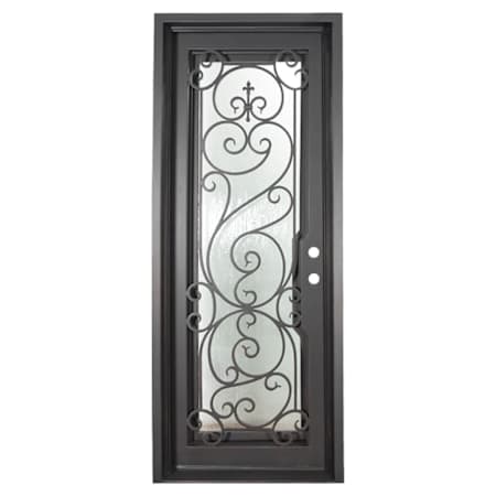 Pinkys Iron Doors Hills Single Flat 40" x 84" Left Hand Outswing Door with Low-E Glass, Black Hinges and 6"Jamb Black