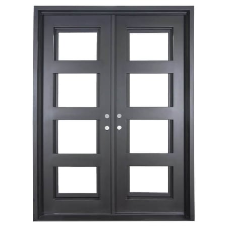 Pinkys Iron Doors Knox Double Flat 71" x 95" Right Hand Outswing Door with Low-E Glass, Black Hinges and 6"Jamb Black