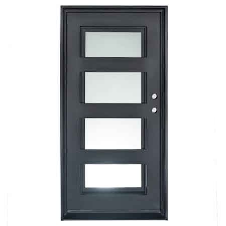 Pinkys Iron Doors Knox Thermally Broken Single Flat 36" x 92" Left Hand Outswing Door with Low-E Glass, Black Hinges and 6"Jamb Black