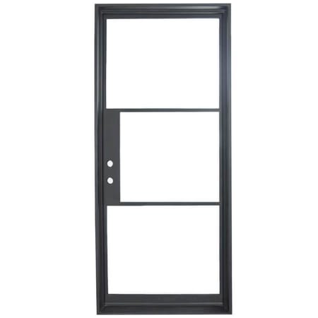 Pinkys Iron Doors Air 4 Single Flat 36" x 81" Right Hand Inswing with Low-E Glass Black
