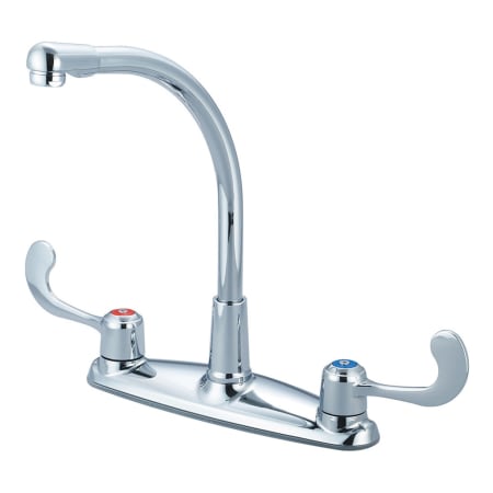 Pioneer Faucets Legacy 1.5 GPM Widespread Kitchen Faucet with 7-3/16" Reach Hi Arc Swivel Spout and Wrist Blade Handles Polished Chrome