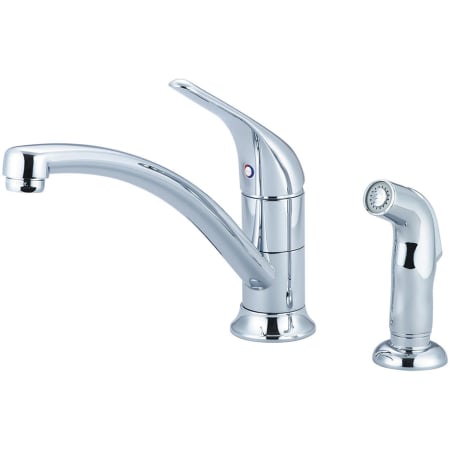 Pioneer Faucets Legacy 1.5 GPM Single Hole Kitchen Faucet with 9-11/16" Reach Swivel Spout, 5-3/16" Side Spray, and Lever Handle Polished Chrome
