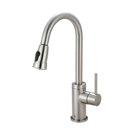 Pioneer Faucets Motegi 1.5 GPM Single Hole Kitchen Faucet with Pull-Down Spray, 8-11/16" Reach Swivel Spout, Lever Handle, and Flexible Connections Brushed Nickel