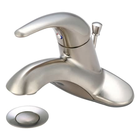 Pioneer Faucets Legacy 1.2 GPM Centerset Bathroom Faucet with Single Lever Handle - Includes Brass Pop-Up Drain Assembly Brushed Nickel