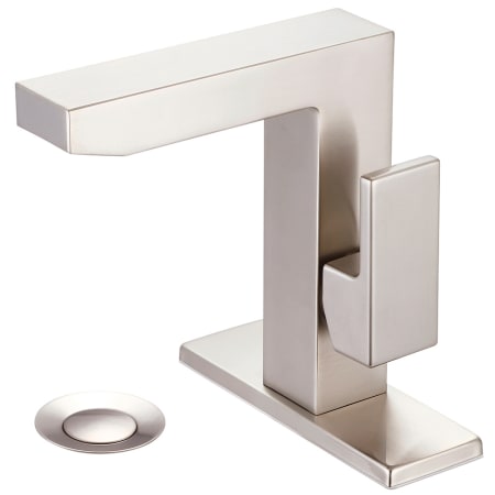 Pioneer Faucets Mod 1.2 GPM Single Hole Bathroom Faucet with Brass Pop-Up Drain Assembly and Deck Cover Plate Brushed Nickel