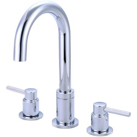 Pioneer Faucets Motegi 1.2 GPM Widespread Bathroom Faucet with Pop-Up Drain Assembly with Thin Knurled Metal Handles Chrome