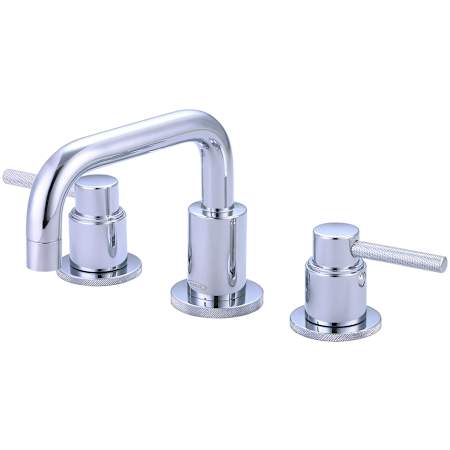 Pioneer Faucets Motegi 1.5 GPM Widespread Bathroom Faucet with Pop-Up Drain Assembly with Thin Knurled Metal Handles Chrome