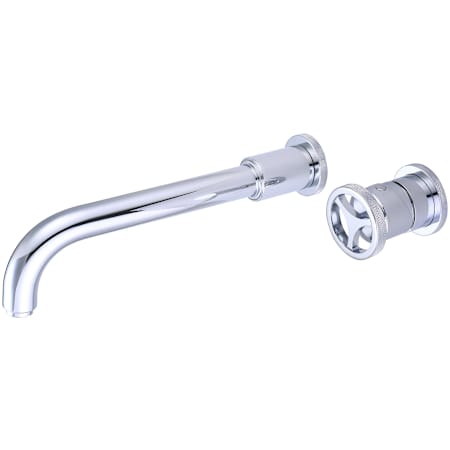 Pioneer Faucets Motegi 1.2 GPM Wall Mounted Widespread Bathroom Faucet with Knurled Metal Wheel Handle Less Drain Assembly Chrome