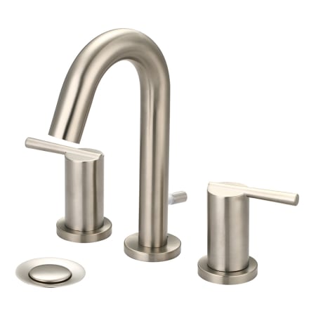 Pioneer Faucets i2v 1.2 GPM Deck Mounted Widespread Bathroom Faucet with Pop-Up Drain Assembly Brushed Nickel