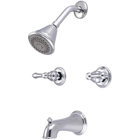 Pioneer Faucets Elite Tub and Shower Trim Package with 1.75 GPM Shower Head and Metal Handles Chrome