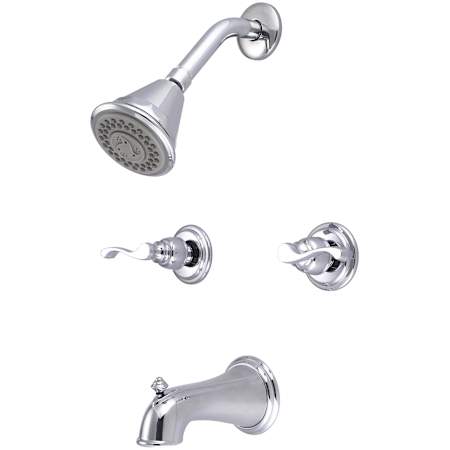 Pioneer Faucets Elite Tub and Shower Trim Package with 1.75 GPM Shower Head and Curved Metal Lever Handles Chrome