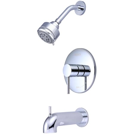 Pioneer Faucets Motegi Tub and Shower Trim Package with 1.75 GPM Shower Head and Knurled Metal Handle - Less Rough In Chrome