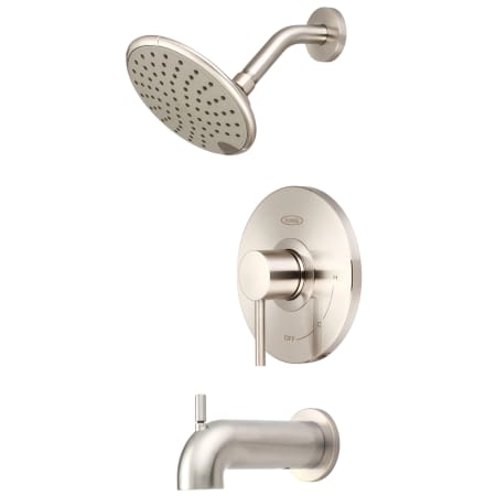 Pioneer Faucets Motegi Tub and Shower Trim Package with 1.75 GPM Single Function Shower Head and Tub Spout Brushed Nickel