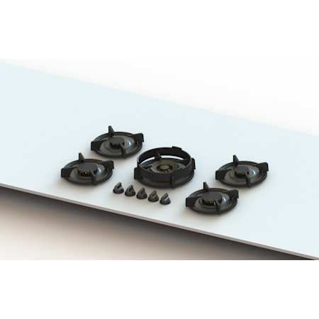 PITT Cooking Elbrus Professional Series 34 Inch Wide 5 Burner Liquid Propane Cooktop with Safety Shut Off Control Brass