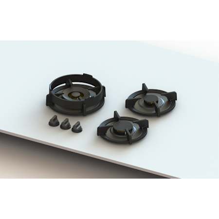 PITT Cooking Cima Series 21 Inch Wide 3 Burner Liquid Propane Cooktop with Safety Shut Off Control Black