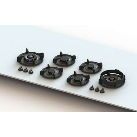 PITT Cooking Foessa Series 46 Inch Wide 6 Burner Liquid Propane Cooktop with Automatic Spark Ignition Black