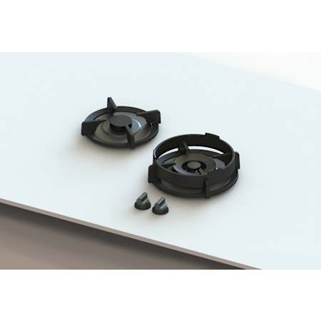 PITT Cooking Bennett Series 21 Inch Wide 2 Burner Natural Gas Cooktop with Double Enamel Cast Iron Pan Supports Black