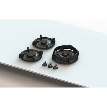 PITT Cooking Capital Series 21 Inch Wide 3 Burner Natural Gas Cooktop with Safety Shut Off and Easy to Clean Parts Black