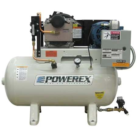 Powerex 3 HP 30 Gal 145 Max PSI Stationary Electric (208, 230 Volt 3 Phase) Scroll Air Compressor with Dryer N/A