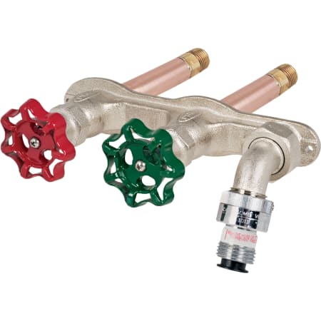 Prier Products 1/2" MPT x 1/2" Sweat Handle-Operated Hot and Cold Residential Wall Hydrant with 8" Insertion Satin Nickel