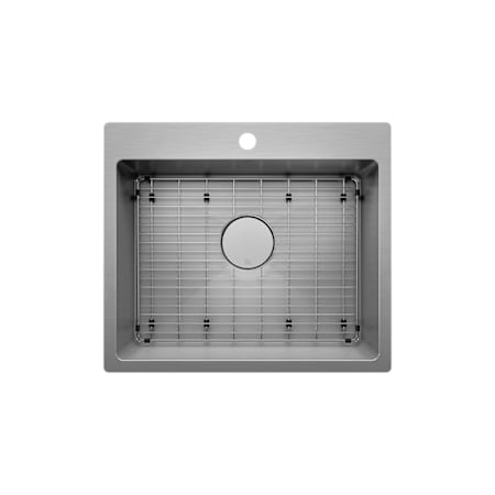 Prochef by Julien Proinox H60 23" Drop In Single Basin Stainless Steel Kitchen Sink with Basin Rack and Basket Strainer Brushed Stainless Steel