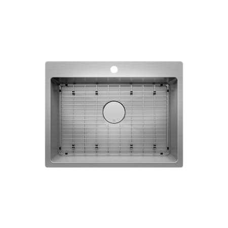 Prochef by Julien Proinox H60 26" Drop In Single Basin Stainless Steel Kitchen Sink with Basin Rack and Basket Strainer Brushed Stainless Steel